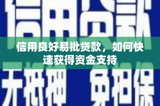 碧江信用良好易批贷款，如何快速获得资金支持